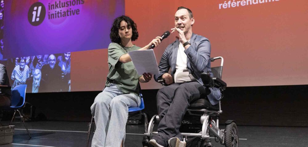 Biel-Bienne,26.8.2023; SP Parteitag. Islam Alljaj und Louise Alberti. Lancierung Initiative fr die Gleichstellung von Menschen mit Behinderungen. Photo Monika Flueckiger