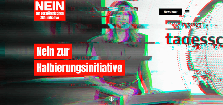 Verzerrtes Bildschirmbild der Nein-Kampagne