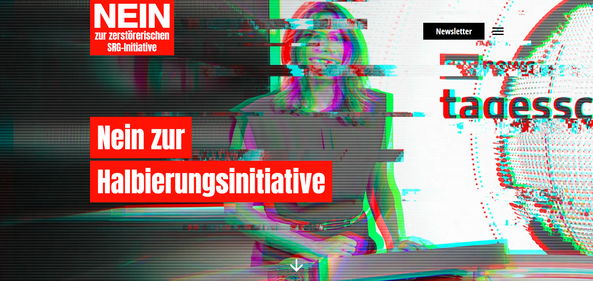Verzerrtes Bildschirmbild der Nein-Kampagne