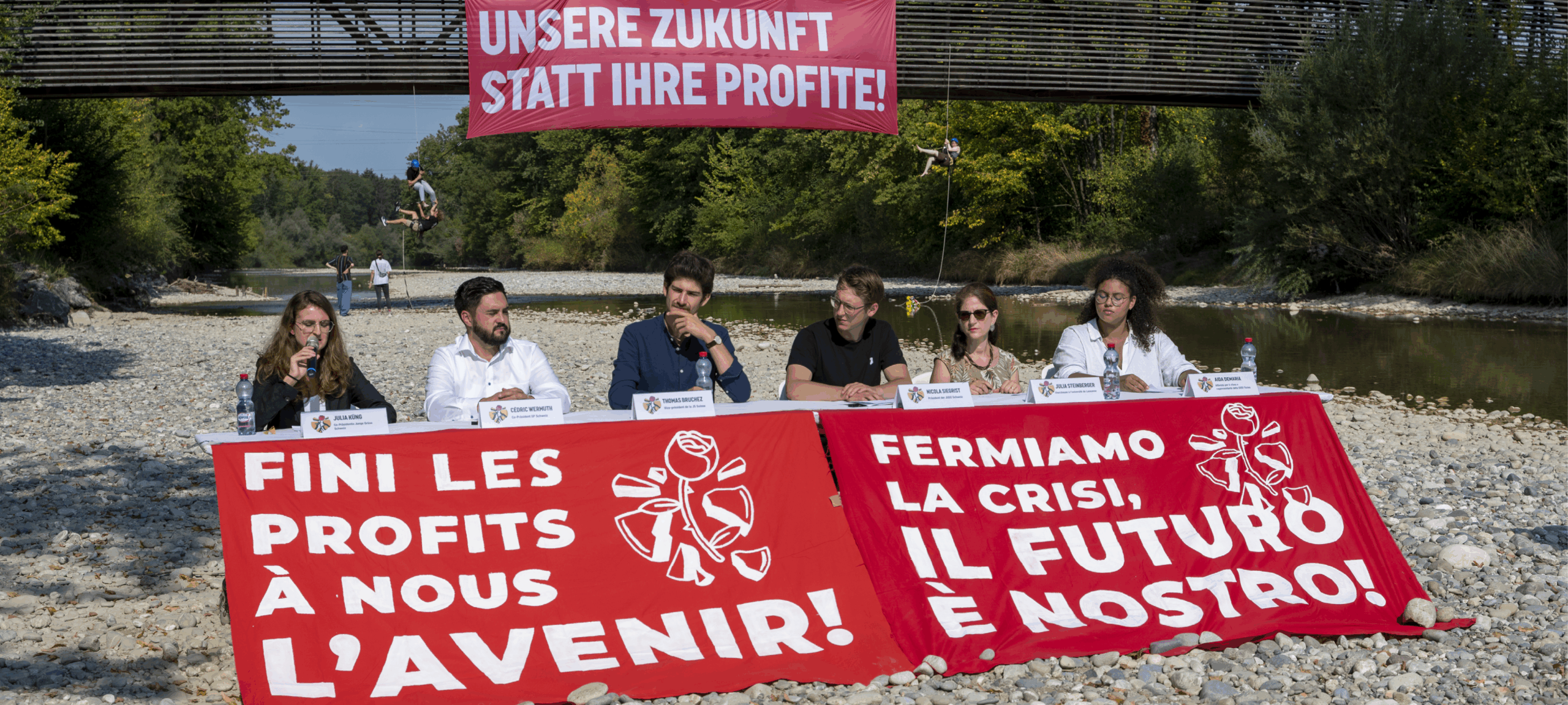 Lancement de l’« initiative pour l’avenir » dans le lit de la rivière Emme, presque à sec (2022).